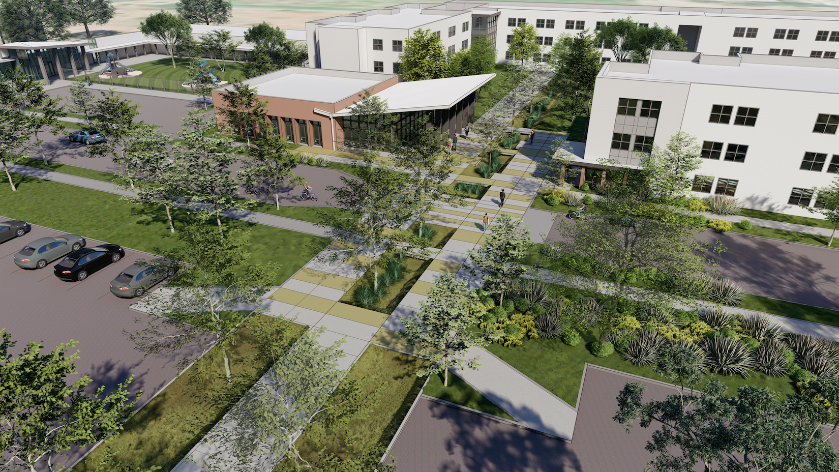 Ohlone Student Housing Aerial Rendering